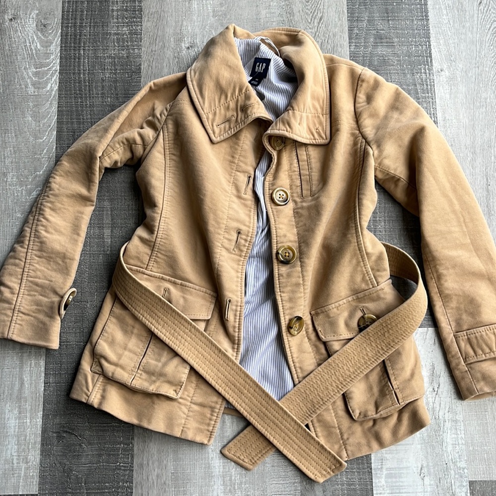 GAP belted coat XS khaki tan